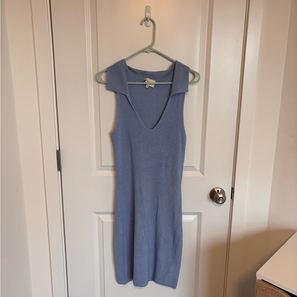 Freshman 1996 Blue Tank Collared Sweater Midi Dress